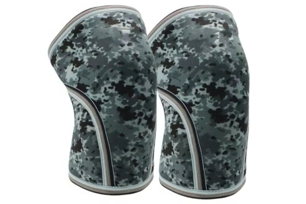 Neoprene knee sleeves featuring all-over printed digital camo custom design