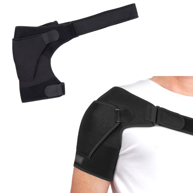 Adjustable shoulder stabilizer brace with compression straps for targeted rotator cuff injury support
