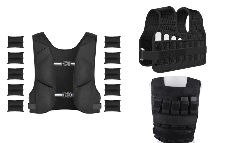 Adjustable weighted vest with removable weight blocks inserted into fabric pockets