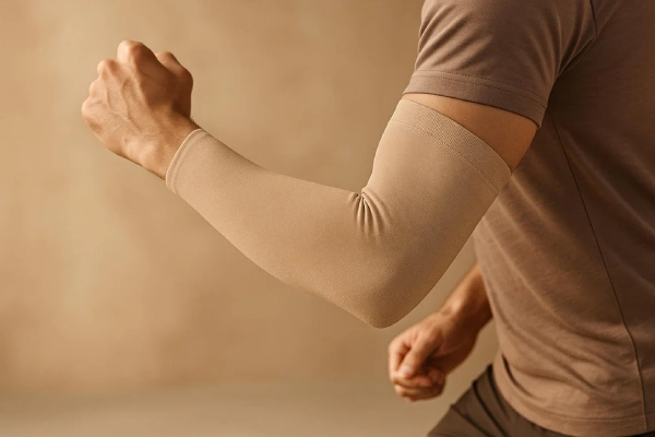 Arm sleeve with smooth, even compression for everyday comfort and natural arm movement