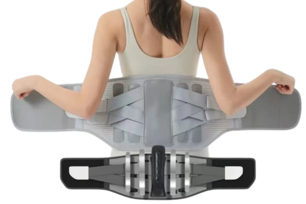 Back Brace with Metal Stays with integrated aluminum supports and cross-pull straps for maximum relief