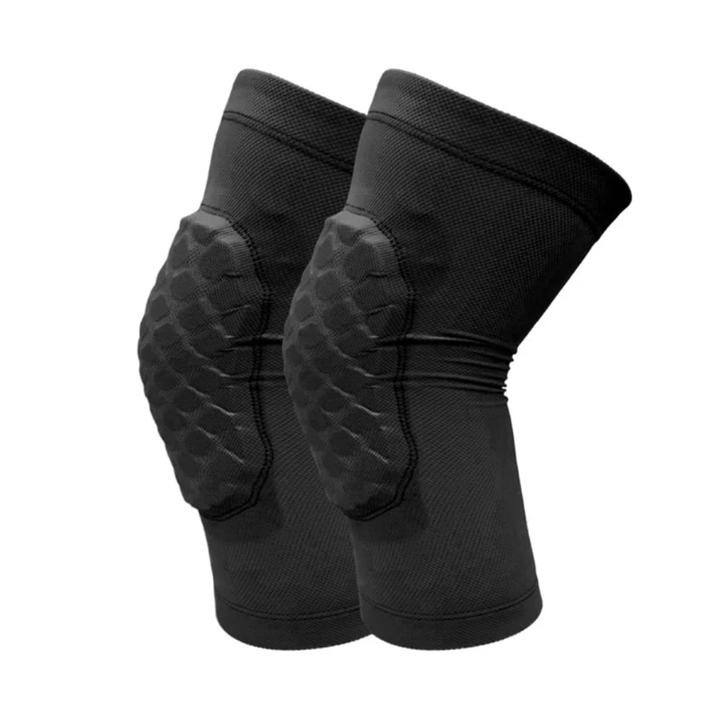 Basketball knee pads with black honeycomb padding for impact protection and joint support