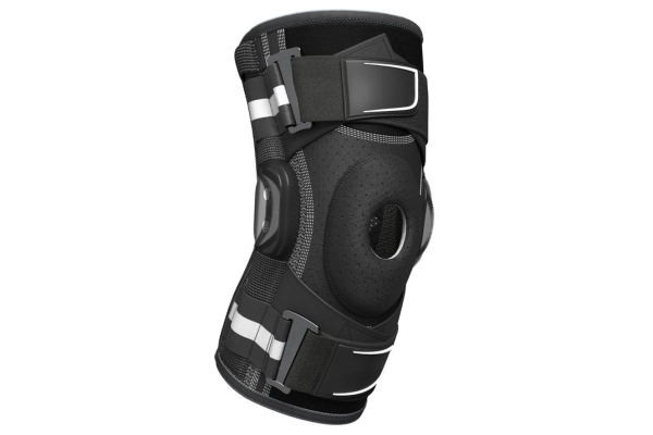 Black Bionic Knee Sleeve with adjustable straps and side support