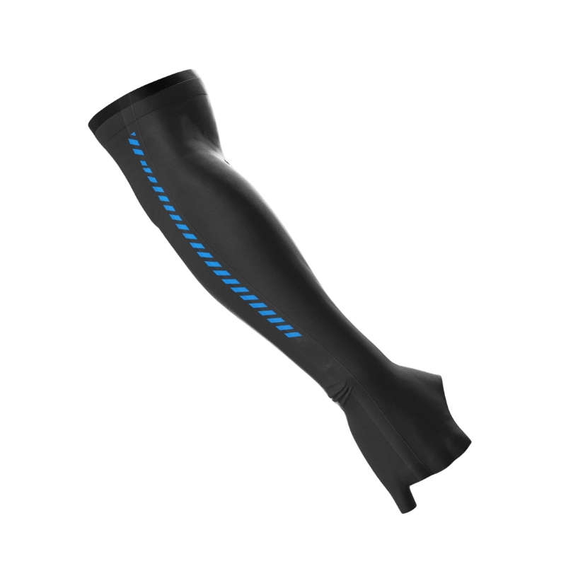 Black open-palm gaming arm sleeve with blue accents