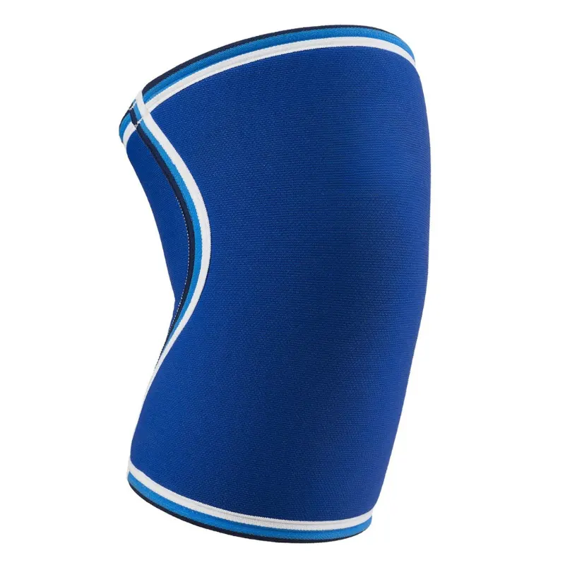 Closed patella neoprene knee sleeve in blue showing product range style