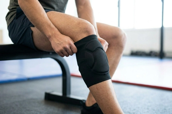 Correct way to slide knee pad sleeve gently up the leg