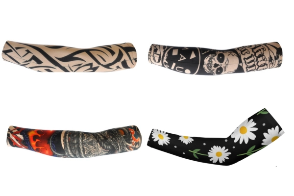 Arm sleeves with custom printing designs showcasing patterns graphics and branding options
