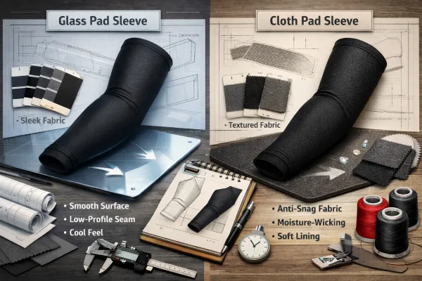 Custom gaming arm sleeve OEM concept: glass-optimized SKU and cloth-compatible SKU