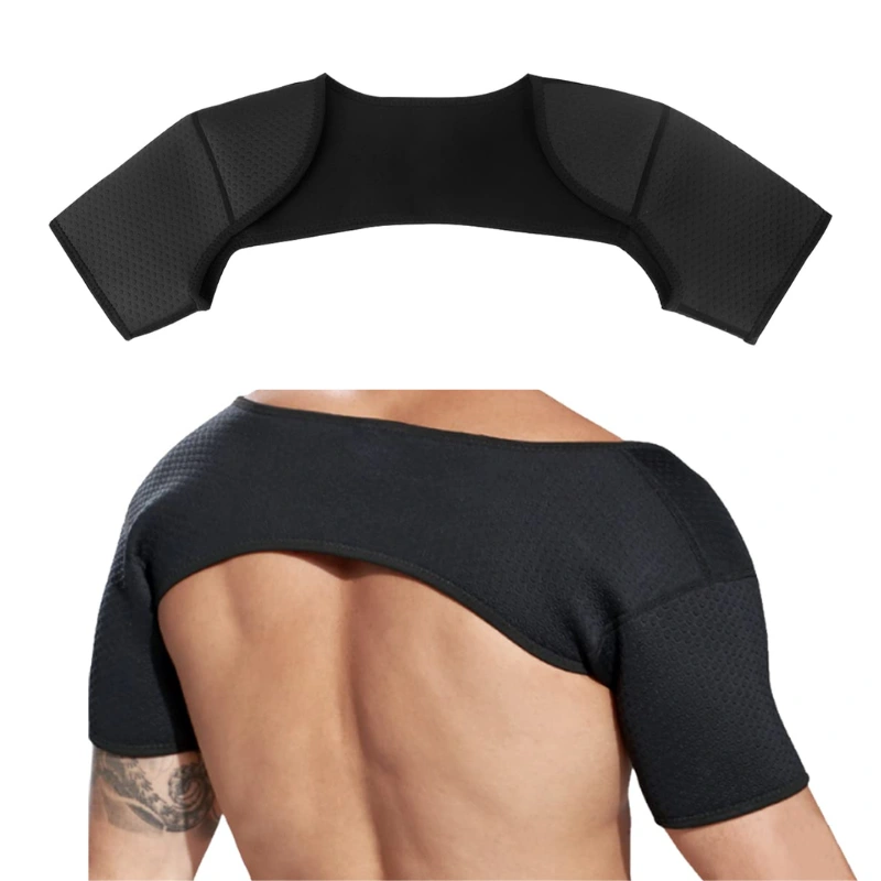 Double shoulder compression sleeve for breathable athletic support and recovery from muscle strain