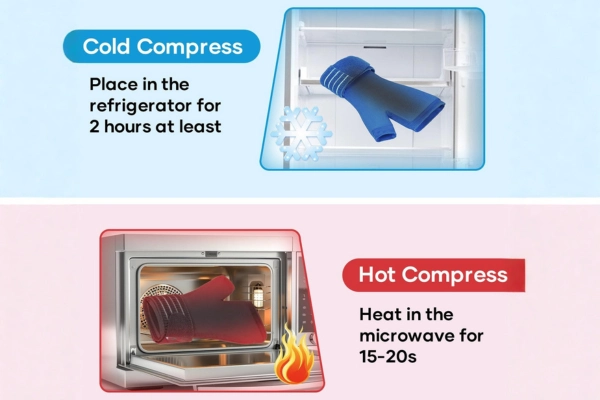 Wrist Ice Pack Wrap showing hot and cold therapy preparation for flexible pain relief use