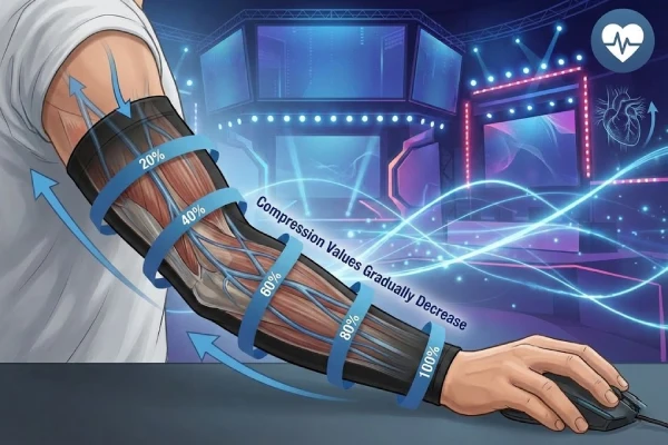 Gemini said Esports player's compression arm sleeve diagram illustrating improved blood circulation