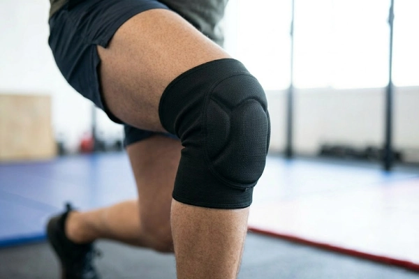 Knee pad stays centered over the front of knee during a lunge movement
