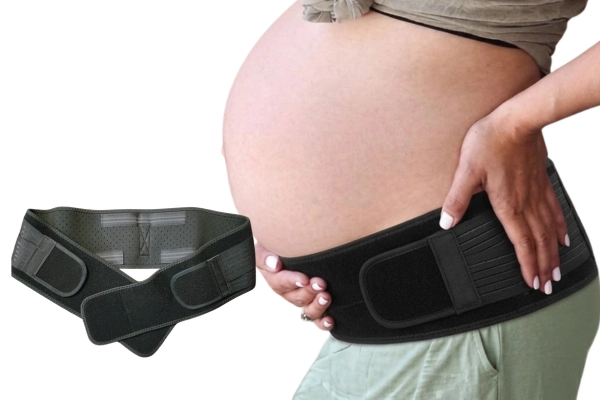 Lower Back Support belt providing gentle compression and SI joint stability for maternity back comfort