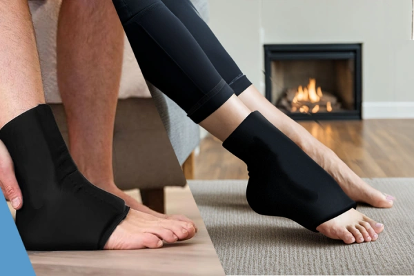 People wearing Ankle & Foot Gel Packs for lower-leg hot–cold therapy and support