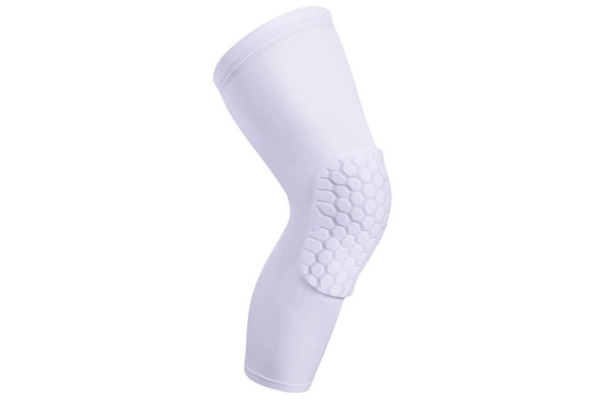 White honeycomb padded compression knee sleeve for athletic protection