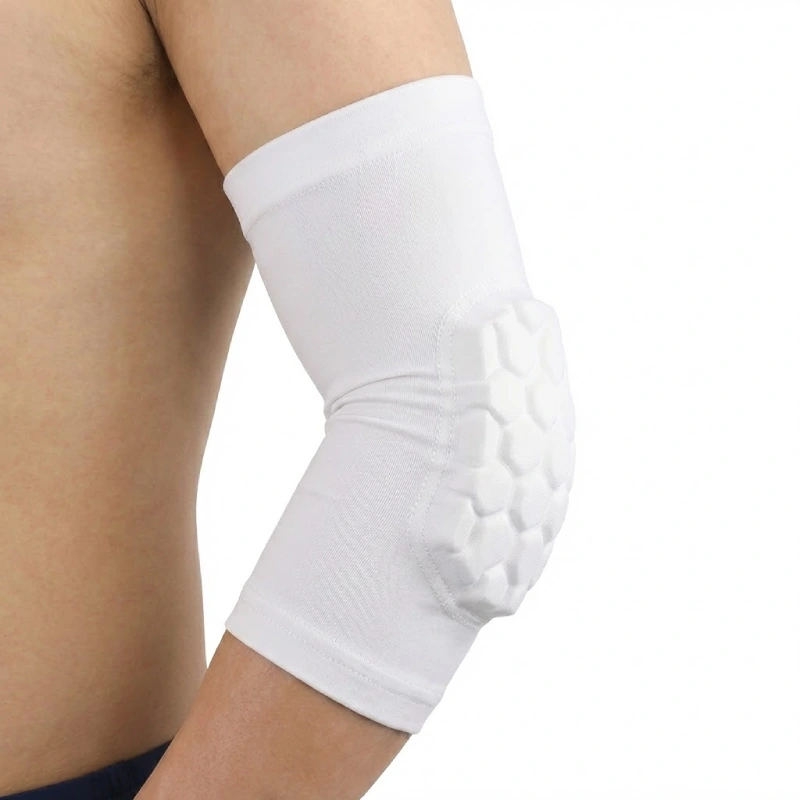 Short elbow support sleeve with hex pad for impact protection