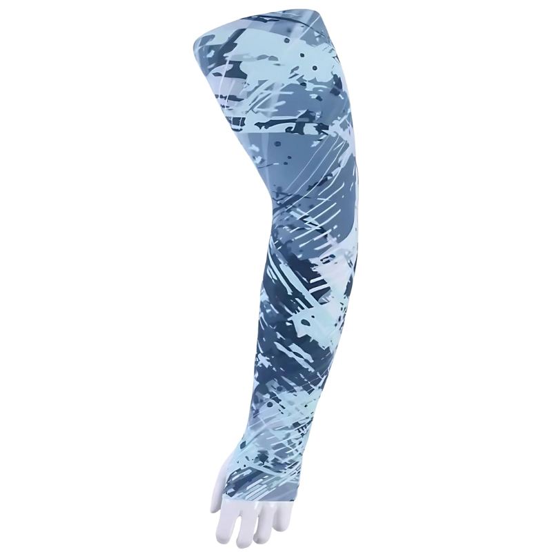 Blue camo Sun Arm Sleeve offering lightweight coverage for outdoor private label use