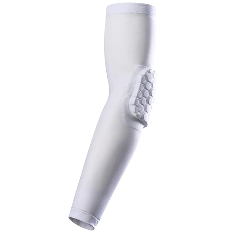 White Volleyball Padded Arm Sleeve with elbow padding, protective design for custom production