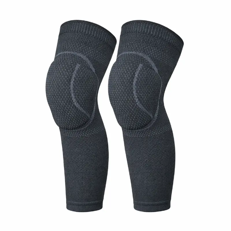 Volleyball knee pads featuring grey segmented crash-proof cushions for superior floor impact protection