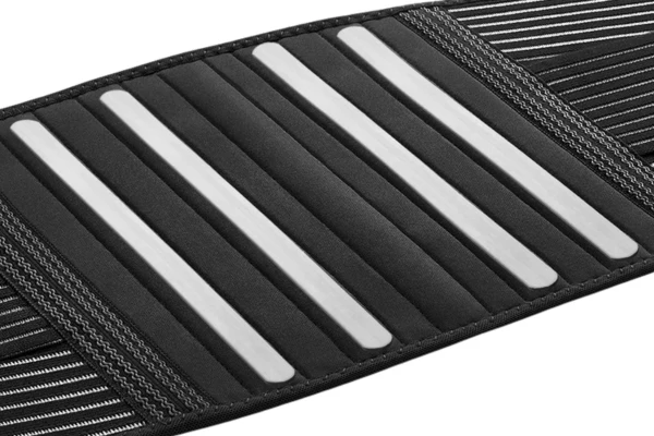 Close-up of elastic belt featuring reinforced strips for enhanced waist support and stability