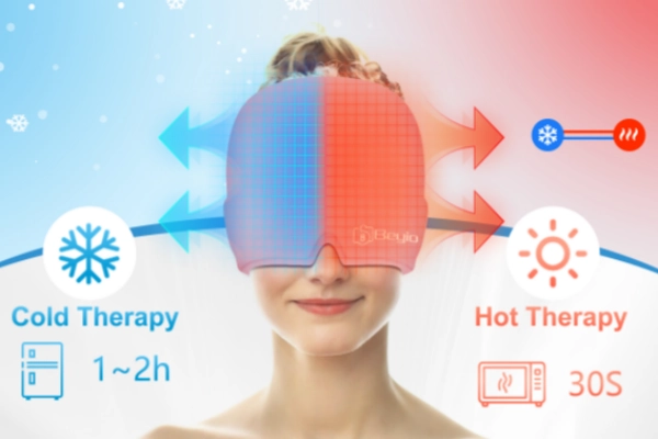 Migraine Relief Cap shows cold and hot therapy modes for headache relief