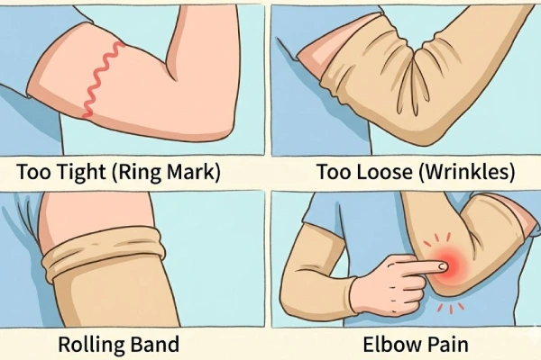 how tight should arm sleeve be: too tight will be a ring mark; too loose will wrinkles then rolling down