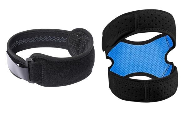 Knee Support Strap designs showing adjustable band and breathable padded construction