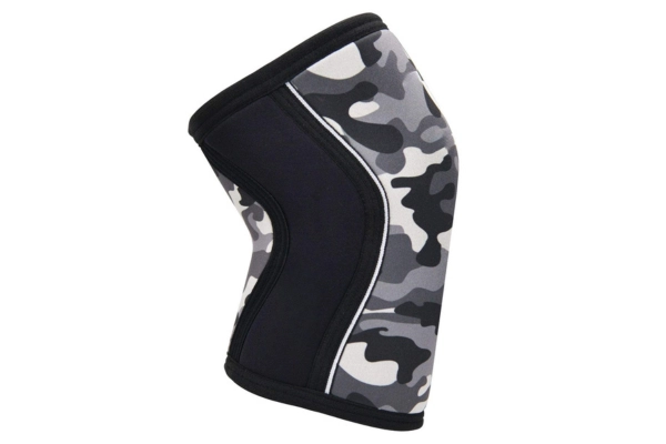 Camo print neoprene knee sleeve for weightlifting and workout support